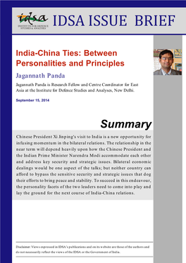 India-China Ties: Between Personalities and Principles