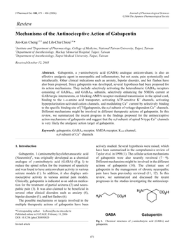 Review Mechanisms of the Antinociceptive Action of Gabapentin