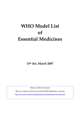 WHO Model List of Essential Medicines