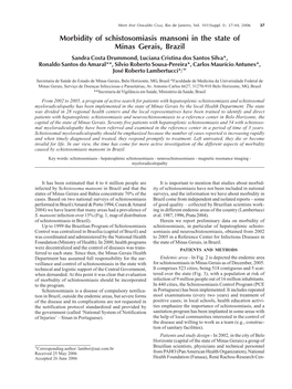 Morbidity of Schistosomiasis Mansoni in the State of Minas Gerais, Brazil