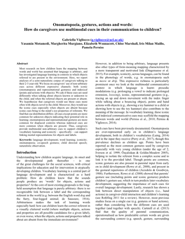 Onomatopoeia, Gestures, Actions and Words: How Do Caregivers Use Multimodal Cues in Their Communication to Children?