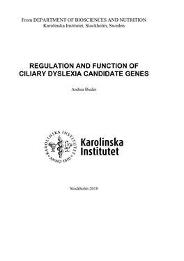 THESIS for DOCTORAL DEGREE (Ph.D.) at Karolinska Institutet, Publicly Defended in Månen, Alfred Nobel Allé 8, 9Q, Karolinska Institutet, Huddinge, On