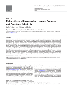 Making Sense of Pharmacology: Inverse Agonism and Functional Selectivity Kelly A