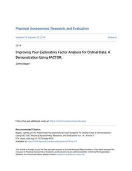 Improving Your Exploratory Factor Analysis for Ordinal Data: a Demonstration Using FACTOR