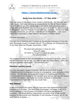 Parish of B&HD Newsletter 2 May 2020