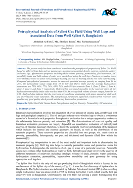 Petrophysical Analysis of Sylhet Gas Field Using Well Logs and Associated Data from Well Sylhet #, Bangladesh