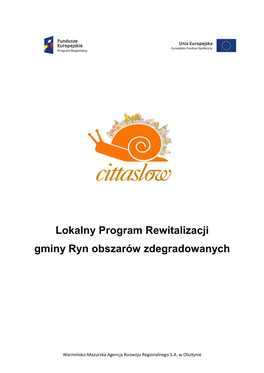 Lokalny Program Rewitalizacji Gminy Ryn Obszarów Zdegradowanych