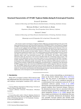 Structural Characteristics of T-PARC Typhoon Sinlaku During Its Extratropical Transition