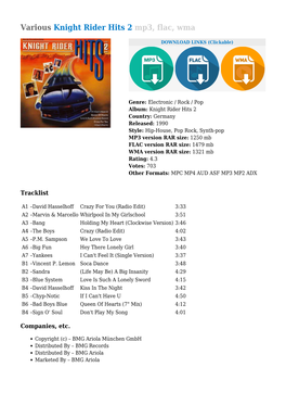 Various Knight Rider Hits 2 Mp3, Flac, Wma