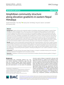 Amphibian Community Structure Along Elevation Gradients in Eastern Nepal Himalaya Janak R