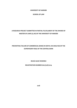 Preventing Failure of Commercial Banks in Kenya: an Analysis of the Supervisory Role of the Central Bank