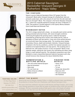 2015 Cabernet Sauvignon Beckstoffer Vineyard Georges III Rutherford - Napa Valley