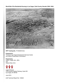 World War II Era Residential Housing in Las Vegas, Clark County, Nevada (1940–1945)