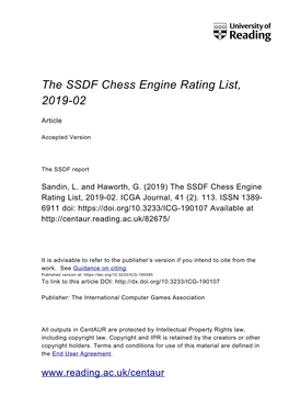 The SSDF Chess Engine Rating List, 2019-02