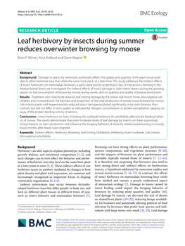 Leaf Herbivory by Insects During Summer Reduces Overwinter Browsing by Moose Brian P