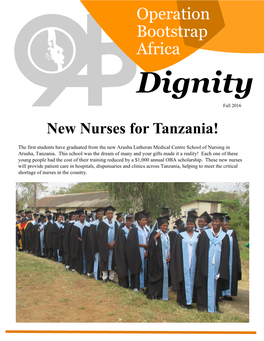 Operation Bootstrap Africa Dignity Fall 2016 New Nurses for Tanzania!