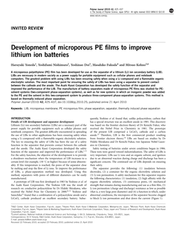 Development of Microporous PE Films to Improve Lithium Ion Batteries