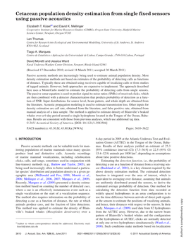 Cetacean Population Density Estimation from Single Fixed Sensors Using Passive Acoustics