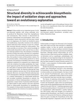 Structural Diversity in Echinocandin Biosynthesis: the Impact of Oxidation Steps and Approaches Toward an Evolutionary Explanation