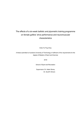 The Effects of a Six-Week Ballistic and Plyometric Training Programme on Female Golfers’ Drive Performance and Neuromuscular Characteristics