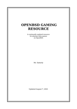 Openbsd Gaming Resource