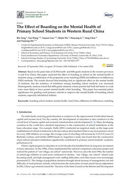 The Effect of Boarding on the Mental Health of Primary School Students