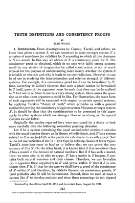 Truth Definitions and Consistency Proofs