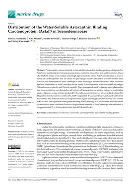 Distribution of the Water-Soluble Astaxanthin Binding Carotenoprotein (Astap) in Scenedesmaceae