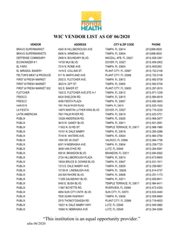 Wic Vendor List As of 06/2020