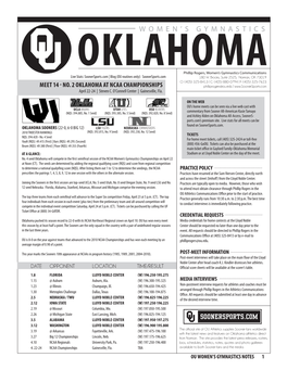 Women's Gymnastics Score Sheet Page: 1 Team: Home University of Illinois Visitor Oklahoma 2010 MEET-BY-MEET RECAPS 1/23/2010 9:30:11PM Champaign, Ill