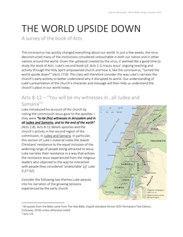 THE WORLD UPSIDE DOWN a Survey of the Book of Acts