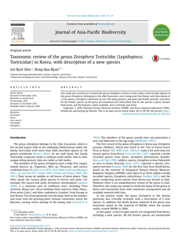 Taxonomic Review of the Genus Zeiraphera Treitschke (Lepidoptera: Tortricidae) in Korea, with Description of a New Species