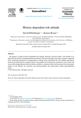 History-Dependent Risk Attitude