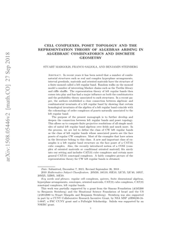 Arxiv:1508.05446V2 [Math.CO] 27 Sep 2018 02,5B5 16E10