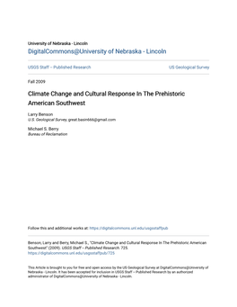 Climate Change and Cultural Response in the Prehistoric American Southwest