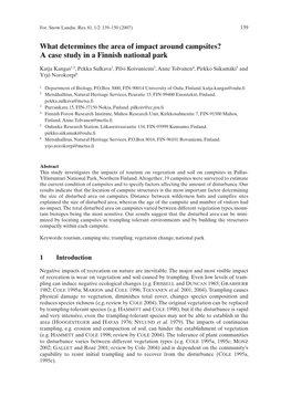 What Determines the Area of Impact Around Campsites? a Case Study in a Finnish National Park