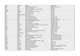 Name Surname Position Organisation Teleri Lewis Widening Participation