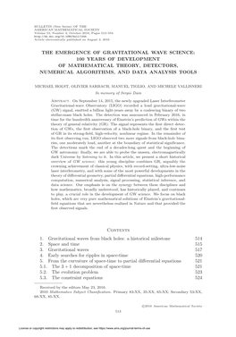 The Emergence of Gravitational Wave Science: 100 Years of Development of Mathematical Theory, Detectors, Numerical Algorithms, and Data Analysis Tools