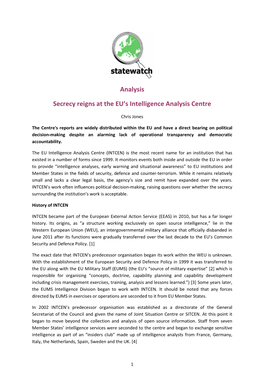 Secrecy Reigns at the EU's Intelligence Analysis Centre