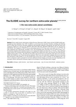 The ELODIE Survey for Northern Extra-Solar Planets?,??,???