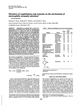 Nitration of Naphthalene and Remarks on the Mechanism of Electrophilic Aromatic Nitration* (Two-Step Mechanism) GEORGE A