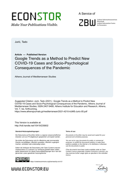 Google Trends As a Method to Predict New COVID-19 Cases and Socio-Psychological Consequences of the Pandemic