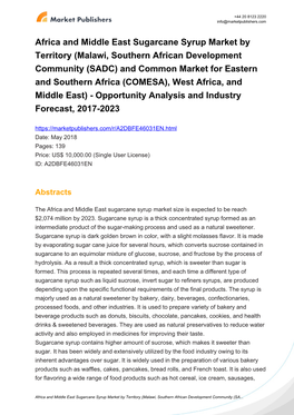 Africa and Middle East Sugarcane Syrup Market