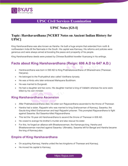 Harshavardhana [NCERT Notes on Ancient Indian History for UPSC]