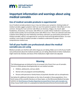 Important Information and Warnings About Using Medical Cannabis