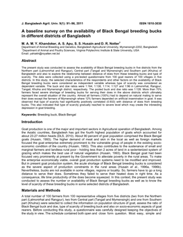 A Baseline Survey on the Availability of Black Bengal Breeding Bucks in Different Districts of Bangladesh