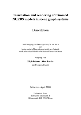 Tessellation and Rendering of Trimmed NURBS Models in Scene Graph Systems