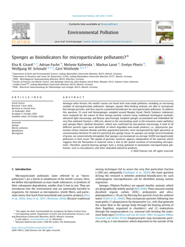 Sponges As Bioindicators for Microparticulate Pollutants?*