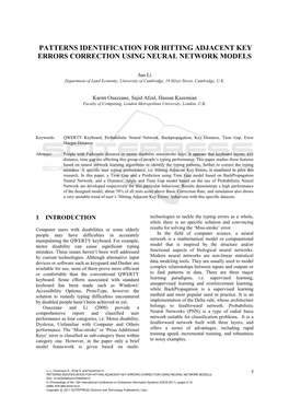 Patterns Identification for Hitting Adjacent Key Errors Correction Using Neural Network Models