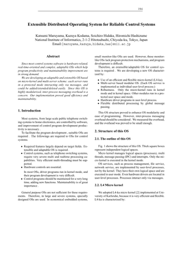 Extensible Distributed Operating System for Reliable Control Systems